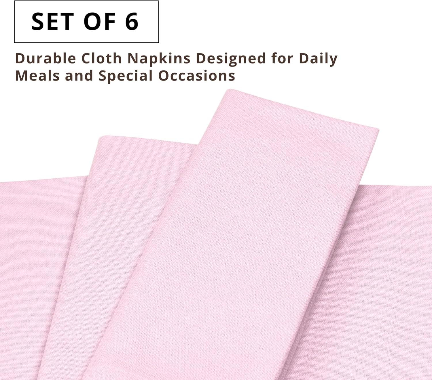 image:imagePurpleEssences Set of 12 Cloth Dinner Napkins 100 Cotton 18x18 Inch Soft Durable Washable Ideal for Farmhouse Party Spring Easter Summer Perfect Everyday Use Table Linen LavenderBlush Pink