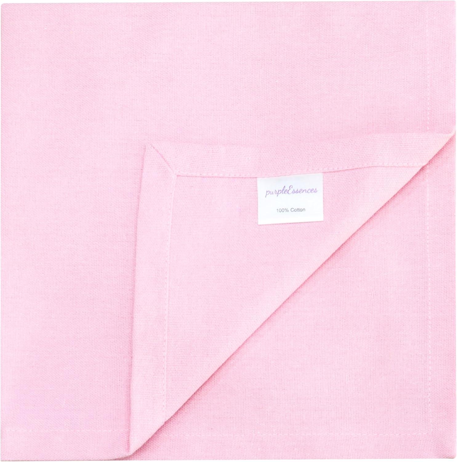 image:imagePurpleEssences Set of 12 Cloth Dinner Napkins 100 Cotton 18x18 Inch Soft Durable Washable Ideal for Farmhouse Party Spring Easter Summer Perfect Everyday Use Table Linen LavenderBlush Pink