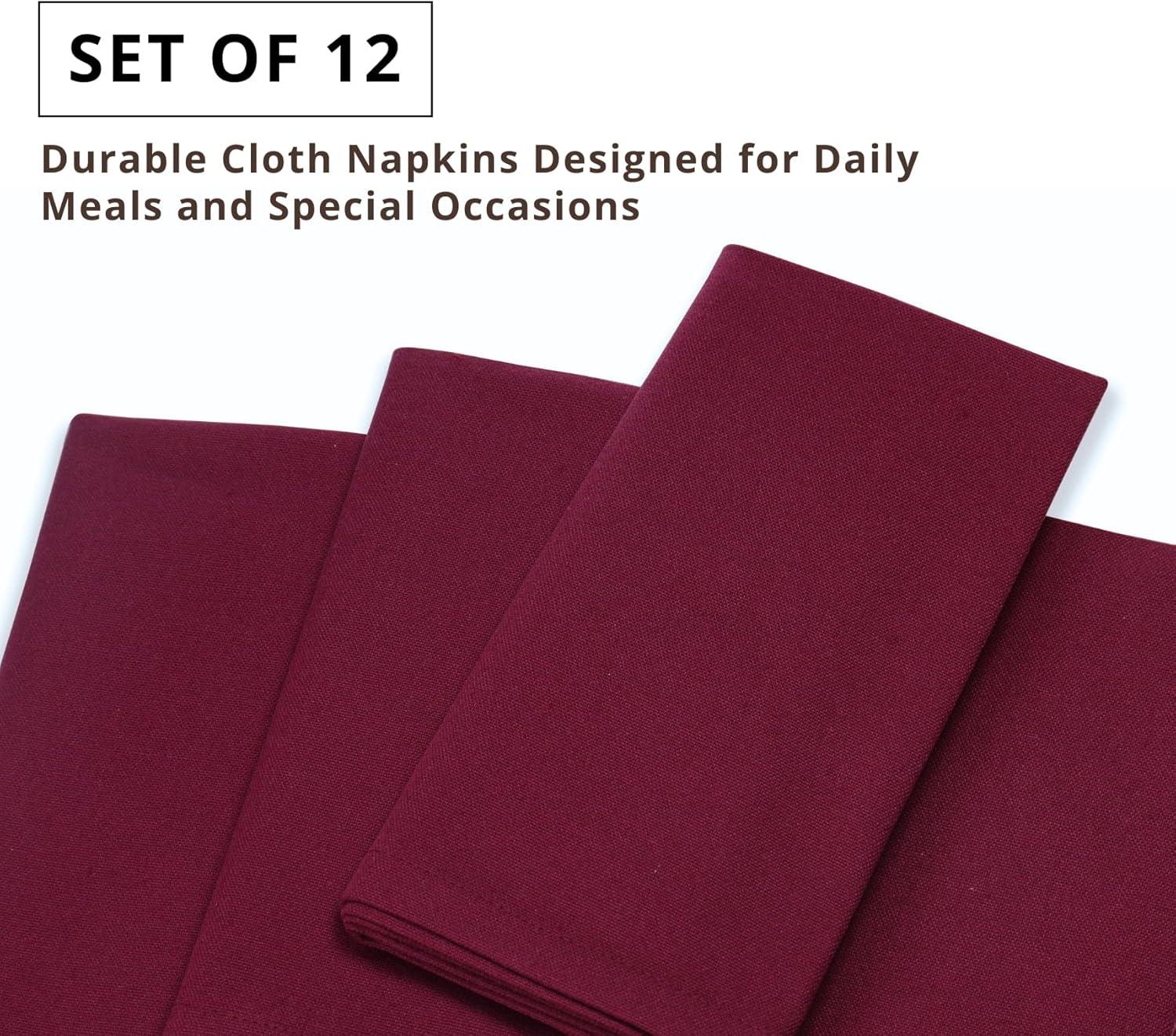 image:imagePurpleEssences Set of 12 Cloth Dinner Napkins 100 Cotton 18x18 Inch Soft Durable Washable Ideal for Farmhouse Party Spring Easter Summer Perfect Everyday Use Table Linen LavenderBurgundy
