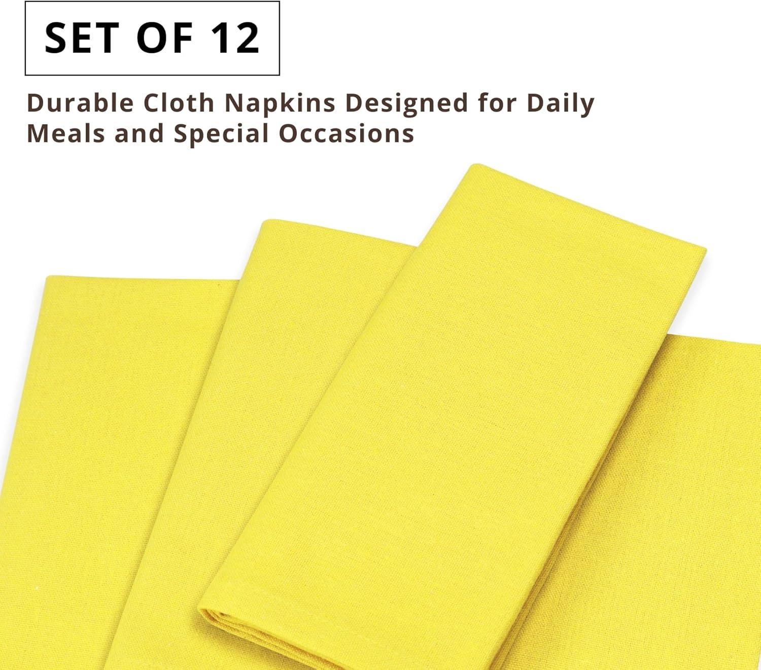 image:imagePurpleEssences Set of 12 Cloth Dinner Napkins 100 Cotton 18x18 Inch Soft Durable Washable Ideal for Farmhouse Party Spring Easter Summer Perfect Everyday Use Table Linen LavenderYellow
