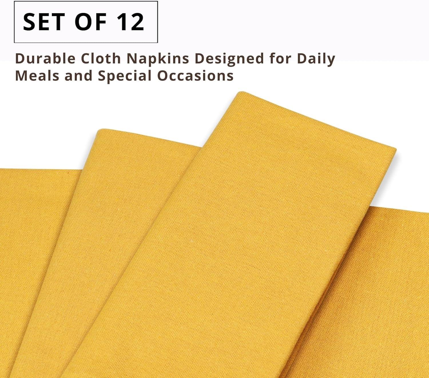 image:imagePurpleEssences Set of 12 Cloth Dinner Napkins 100 Cotton 18x18 Inch Soft Durable Washable Ideal for Farmhouse Party Spring Easter Summer Perfect Everyday Use Table Linen LavenderGolden Yellow