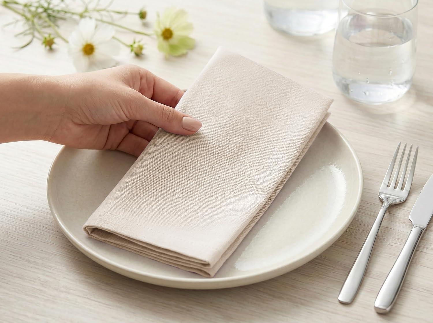image:imagePurpleEssences Set of 12 Cloth Dinner Napkins 100 Cotton 18x18 Inch Soft Durable Washable Ideal for Farmhouse Party Spring Easter Summer Perfect Everyday Use Table Linen LavenderRoyal Linen