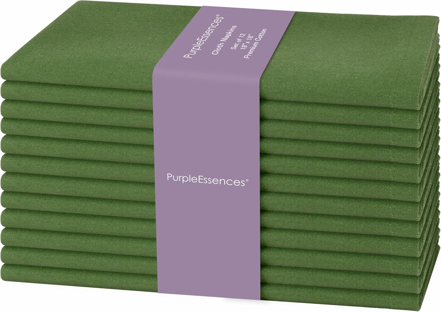 image:imagePurpleEssences Set of 12 Cloth Dinner Napkins 100 Cotton 18x18 Inch Soft Durable Washable Ideal for Farmhouse Party Spring Easter Summer Perfect Everyday Use Table Linen LavenderSage Green
