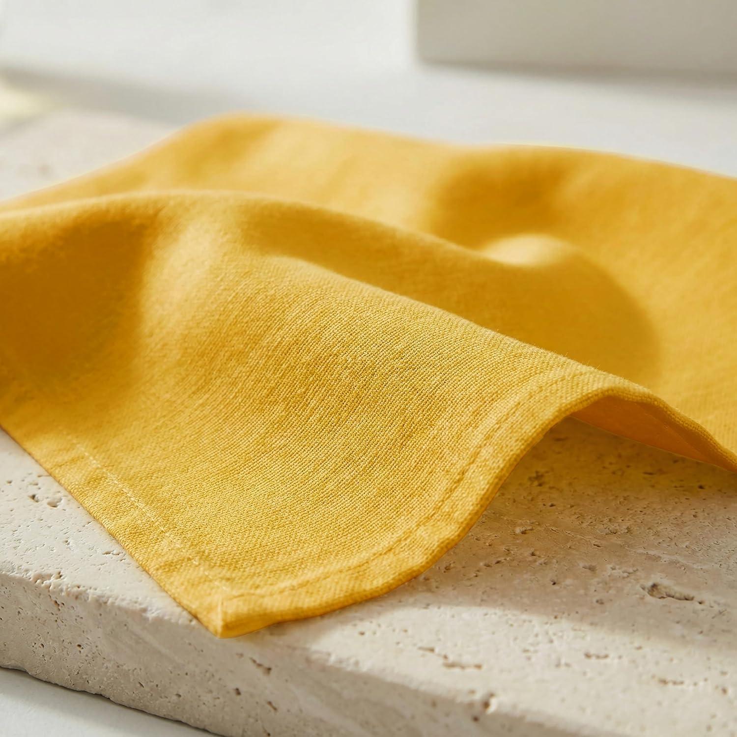 image:imagePurpleEssences Set of 12 Cloth Dinner Napkins 100 Cotton 18x18 Inch Soft Durable Washable Ideal for Farmhouse Party Spring Easter Summer Perfect Everyday Use Table Linen LavenderGolden Yellow