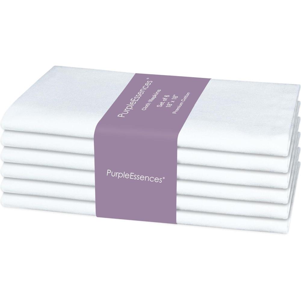 image:imagePurpleEssences Set of 12 Cloth Dinner Napkins 100 Cotton 18x18 Inch Soft Durable Washable Ideal for Farmhouse Party Spring Easter Summer Perfect Everyday Use Table Linen LavenderWhite