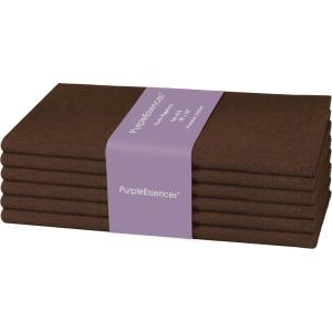 PurpleEssences Set of 12 Cloth Dinner Napkins 100% Cotton 18×18 Inch – Soft Durable Washable – Ideal for Farmhouse Party Spring Easter Summer – Perfect Everyday Use Table Linen – Lavender(Nut Brown)