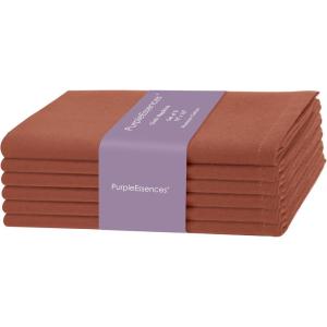 PurpleEssences Set of 12 Cloth Dinner Napkins 100% Cotton 18×18 Inch – Soft Durable Washable – Ideal for Farmhouse Party Spring Easter Summer – Perfect Everyday Use Table Linen – Lavender(Rust)