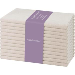 PurpleEssences Set of 12 Cloth Dinner Napkins 100% Cotton 18×18 Inch – Soft Durable Washable – Ideal for Farmhouse Party Spring Easter Summer – Perfect Everyday Use Table Linen – Lavender(Royal Linen)