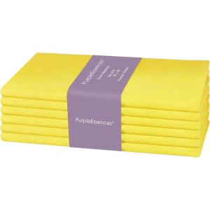 PurpleEssences Set of 12 Cloth Dinner Napkins 100% Cotton 18×18 Inch – Soft Durable Washable – Ideal for Farmhouse Party Spring Easter Summer – Perfect Everyday Use Table Linen – Lavender(Yellow)