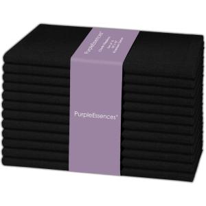 PurpleEssences Set of 12 Cloth Dinner Napkins 100% Cotton 18×18 Inch – Soft Durable Washable – Ideal for Farmhouse Party Spring Easter Summer – Perfect Everyday Use Table Linen – Lavender(Black)