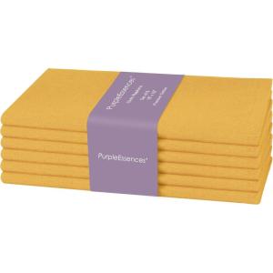 PurpleEssences Set of 12 Cloth Dinner Napkins 100% Cotton 18×18 Inch – Soft Durable Washable – Ideal for Farmhouse Party Spring Easter Summer – Perfect Everyday Use Table Linen – Lavender(Golden Yellow)