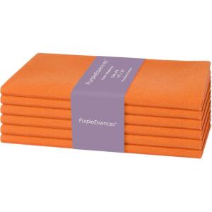 PurpleEssences Set of 12 Cloth Dinner Napkins 100% Cotton 18×18 Inch – Soft Durable Washable – Ideal for Farmhouse Party Spring Easter Summer – Perfect Everyday Use Table Linen – Lavender(Orange)