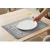 PurpleEssences Chambray Placemats with Fringes – 100% Cotton, Set of 4, 13×19 Inch, Thick Durable Table Mats for Dining, Kitchen, or Casual Farmhouse Tabletop Décor – Olive Green(Dark Gray and H.white)