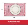 PurpleEssences Chambray Placemats with Fringes – 100% Cotton, Set of 4, 13×19 Inch, Thick Durable Table Mats for Dining, Kitchen, or Casual Farmhouse Tabletop Décor – Olive Green(Red and H.white)