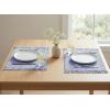 PurpleEssences Chambray Placemats with Fringes – 100% Cotton, Set of 4, 13×19 Inch, Thick Durable Table Mats for Dining, Kitchen, or Casual Farmhouse Tabletop Décor – Olive Green(Smoky Blue and H.white)