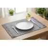 PurpleEssences Chambray Placemats with Fringes – 100% Cotton, Set of 4, 13×19 Inch, Thick Durable Table Mats for Dining, Kitchen, or Casual Farmhouse Tabletop Décor – Olive Green(Dark Gray and H.white)
