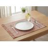PurpleEssences Chambray Placemats with Fringes – 100% Cotton, Set of 4, 13×19 Inch, Thick Durable Table Mats for Dining, Kitchen, or Casual Farmhouse Tabletop Décor – Olive Green(Rust and H.white)