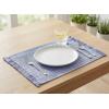 PurpleEssences Chambray Placemats with Fringes – 100% Cotton, Set of 4, 13×19 Inch, Thick Durable Table Mats for Dining, Kitchen, or Casual Farmhouse Tabletop Décor – Olive Green(Smoky Blue and H.white)