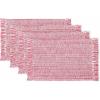 PurpleEssences Chambray Placemats with Fringes – 100% Cotton, Set of 4, 13×19 Inch, Thick Durable Table Mats for Dining, Kitchen, or Casual Farmhouse Tabletop Décor – Olive Green(Red and H.white)