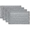PurpleEssences Chambray Placemats with Fringes – 100% Cotton, Set of 4, 13×19 Inch, Thick Durable Table Mats for Dining, Kitchen, or Casual Farmhouse Tabletop Décor – Olive Green(Dark Gray and H.white)