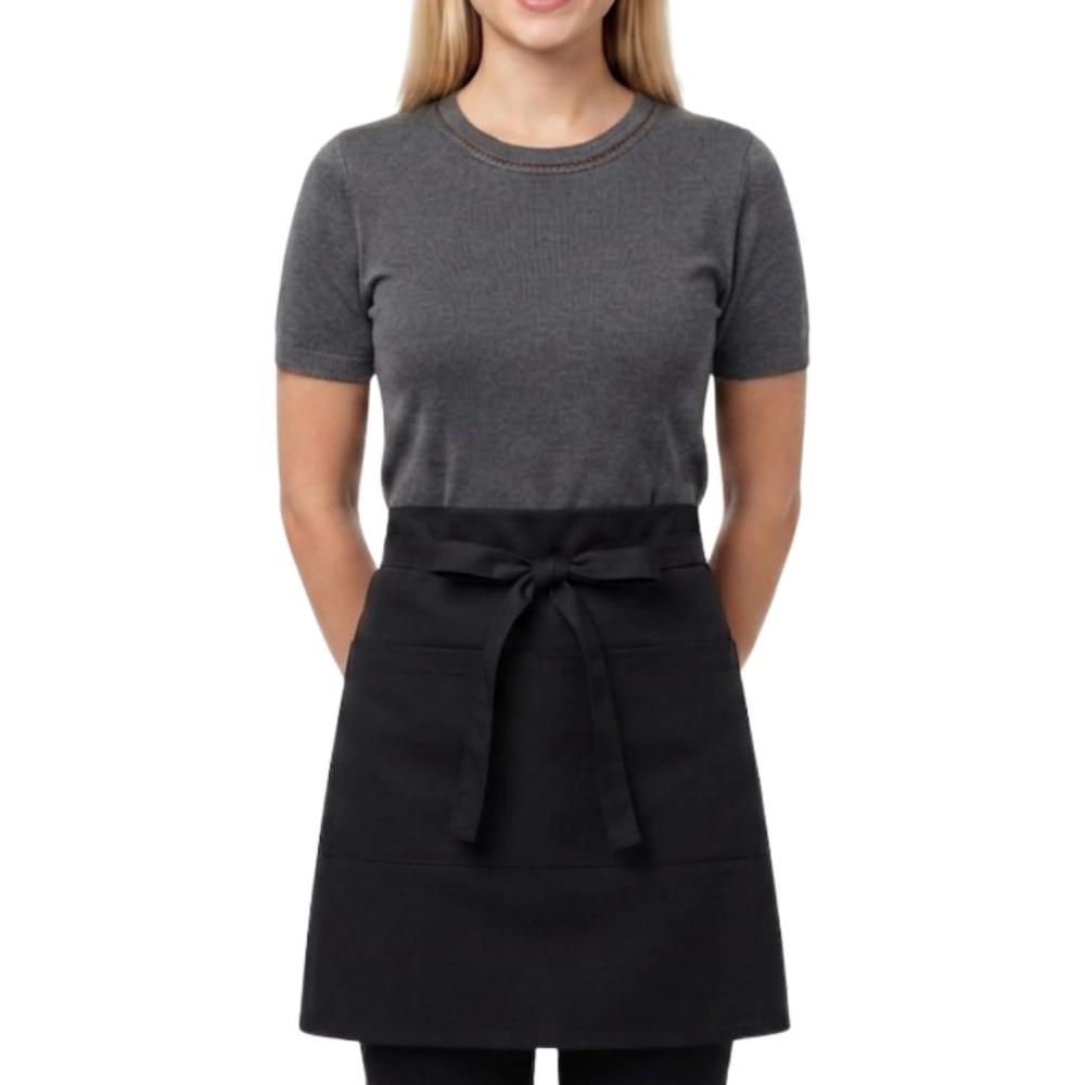 image:imagePurpleEssences Waist Aprons with 3 Pockets Durable Short Apron with Long Straps for Waiters amp Waitresses 235x115 InchBlack