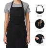 PurpleEssences 2 Pack Adjustable Kitchen Aprons with 2 Pockets 27×32 Inches Cotton Home or Restaurant for Men & Women – Soft Durable – Black