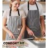 PurpleEssences Striped Adjustable Kitchen Aprons with 2 Pockets,Cotton – Soft Durable for Home,Restaurant for Men & Women(Assorted – White Black)