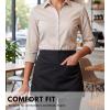 PurpleEssences Waist Aprons with 3 Pockets, Durable Short Apron with Long Straps for Waiters & Waitresses, 23.5×11.5 Inch(Black)