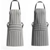 PurpleEssences Striped Adjustable Kitchen Aprons with 2 Pockets,Cotton – Soft Durable for Home,Restaurant for Men & Women(Assorted – White Black)