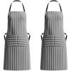 PurpleEssences Striped Adjustable Kitchen Aprons with 2 Pockets,Cotton – Soft Durable for Home,Restaurant for Men & Women(Large Stripe – White Black)