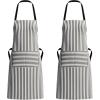 PurpleEssences Striped Adjustable Kitchen Aprons with 2 Pockets,Cotton – Soft Durable for Home,Restaurant for Men & Women(Small Stripe – White Black)