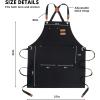PurpleEssences Cross-Back Cotton Canvas Apron, 27×32 Inch, Heavy-Duty Water & Oil Resistant Chef Apron with Large Pockets, Adjustable Straps for Men & Women – Black