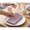 PurpleEssences Mini Gingham Check Dinner Cloth Napkin – Spring Easter Summer – Mitered Corners – 18×18 Inch – Set of 12-100% Cotton – Reusable Washable – Sky Blue and White(Red Blue White)