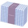 PurpleEssences Mini Gingham Check Dinner Cloth Napkin – Spring Easter Summer – Mitered Corners – 18×18 Inch – Set of 12-100% Cotton – Reusable Washable – Sky Blue and White(Sky Blue White)