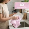 PurpleEssences Stripe Kitchen Towels – Set of 6, 18×28 Inch – 100% Cotton, Absorbent & Reusable Dish Towels with Hanging Loop French-Inspired Style – Spring Easter Summer – Pink(Pink)