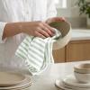 PurpleEssences Stripe Kitchen Towels – Set of 6, 18×28 Inch – 100% Cotton, Absorbent & Reusable Dish Towels with Hanging Loop French-Inspired Style – Spring Easter Summer – Pink(Green)