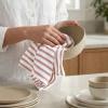 PurpleEssences Stripe Kitchen Towels – Set of 6, 18×28 Inch – 100% Cotton, Absorbent & Reusable Dish Towels with Hanging Loop French-Inspired Style – Spring Easter Summer – Pink(Rust)