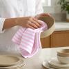 PurpleEssences Stripe Kitchen Towels – Set of 6, 18×28 Inch – 100% Cotton, Absorbent & Reusable Dish Towels with Hanging Loop French-Inspired Style – Spring Easter Summer – Pink(Pink)