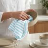 PurpleEssences Stripe Kitchen Towels – Set of 6, 18×28 Inch – 100% Cotton, Absorbent & Reusable Dish Towels with Hanging Loop French-Inspired Style – Spring Easter Summer – Pink(Blue)