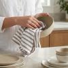 PurpleEssences Stripe Kitchen Towels – Set of 6, 18×28 Inch – 100% Cotton, Absorbent & Reusable Dish Towels with Hanging Loop French-Inspired Style – Spring Easter Summer – Pink(Nut Brown)
