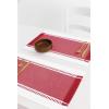 PurpleEssences Table Runner – Wide with Dobby Stripe, Ribbed Weave & Double Knot Fringes, 14×72 Inch & Stripe Ribbed Placemats with Fringes Set of 4, 13×19 Inch, 100% Cotton – Red and H.White