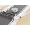 PurpleEssences Table Runner – Wide with Dobby Stripe, Ribbed Weave & Double Knot Fringes, 14×72 Inch & Stripe Ribbed Placemats with Fringes Set of 4, 13×19 Inch, 100% Cotton – Mineral Gray and H.White