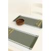 PurpleEssences Table Runner – Wide with Dobby Stripe, Ribbed Weave & Double Knot Fringes, 14×72 Inch & Stripe Ribbed Placemats with Fringes Set of 4, 13×19 Inch, 100% Cotton – Artichoke Green and H.Wh