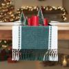 PurpleEssences Table Runner – Wide with Dobby Stripe, Ribbed Weave & Double Knot Fringes, 14×72 Inch & Stripe Ribbed Placemats with Fringes Set of 4, 13×19 Inch, 100% Cotton – Forest Green and H.White