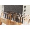 PurpleEssences Table Runner – Wide with Dobby Stripe, Ribbed Weave & Double Knot Fringes, 14×72 Inch & Stripe Ribbed Placemats with Fringes Set of 4, 13×19 Inch, 100% Cotton – Mineral Gray and H.White