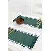 PurpleEssences Table Runner – Wide with Dobby Stripe, Ribbed Weave & Double Knot Fringes, 14×72 Inch & Stripe Ribbed Placemats with Fringes Set of 4, 13×19 Inch, 100% Cotton – Forest Green and H.White