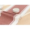 PurpleEssences Table Runner – Wide with Dobby Stripe, Ribbed Weave & Double Knot Fringes, 14×90 Inch & Stripe Ribbed Placemats with Fringes Set of 4, 13×19 Inch, 100% Cotton -Rust /H.White