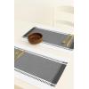 PurpleEssences Table Runner – Wide with Dobby Stripe, Ribbed Weave & Double Knot Fringes, 14×90 Inch & Stripe Ribbed Placemats with Fringes Set of 4, 13×19 Inch, 100% Cotton -Mineral Gray/H.White