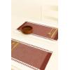PurpleEssences Table Runner – Wide with Dobby Stripe, Ribbed Weave & Double Knot Fringes, 14×90 Inch & Stripe Ribbed Placemats with Fringes Set of 4, 13×19 Inch, 100% Cotton -Rust /H.White