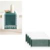 PurpleEssences Table Runner – Wide with Dobby Stripe, Ribbed Weave & Double Knot Fringes, 14×72 Inch & Stripe Ribbed Placemats with Fringes Set of 4, 13×19 Inch, 100% Cotton – Forest Green and H.White